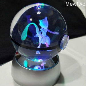 Real Pokemon Ball Crystal Transparent 3D Lamp Diameter 5cm Fancy Night Lights For Decorative Gifts-UlGadget