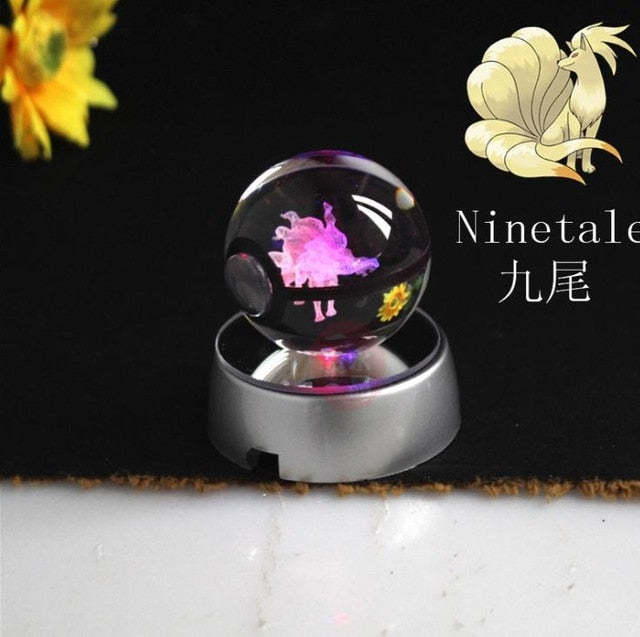 Real Pokemon Ball Crystal Transparent 3D Lamp Diameter 5cm Fancy Night Lights For Decorative Gifts-UlGadget