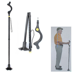 Outdoor Old Man 2 Knots Aluminum alloy Tungsten steel tip Self Standing Folding Cane-UlGadget