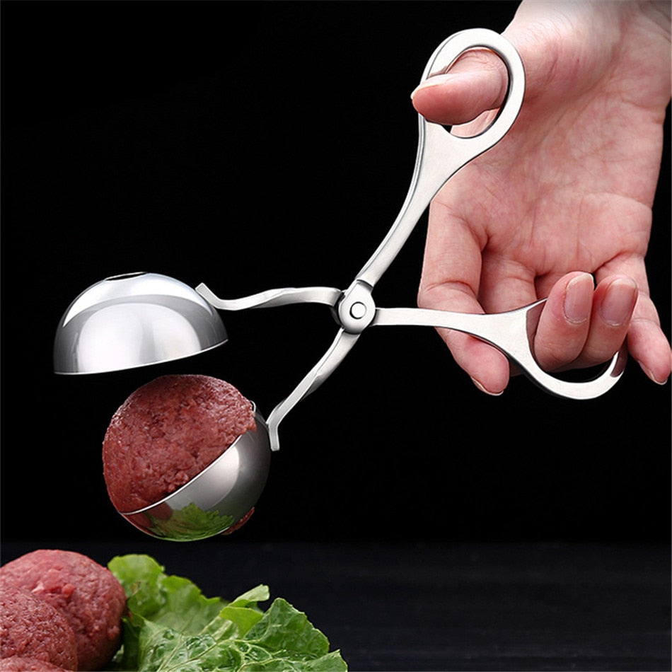 Meatball Tong Maker with Detachable Anti-Slip Handles, Stainless Steel-UlGadget