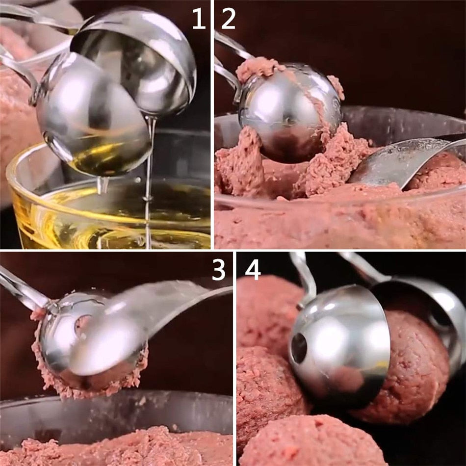 Meatball Tong Maker with Detachable Anti-Slip Handles, Stainless Steel-UlGadget