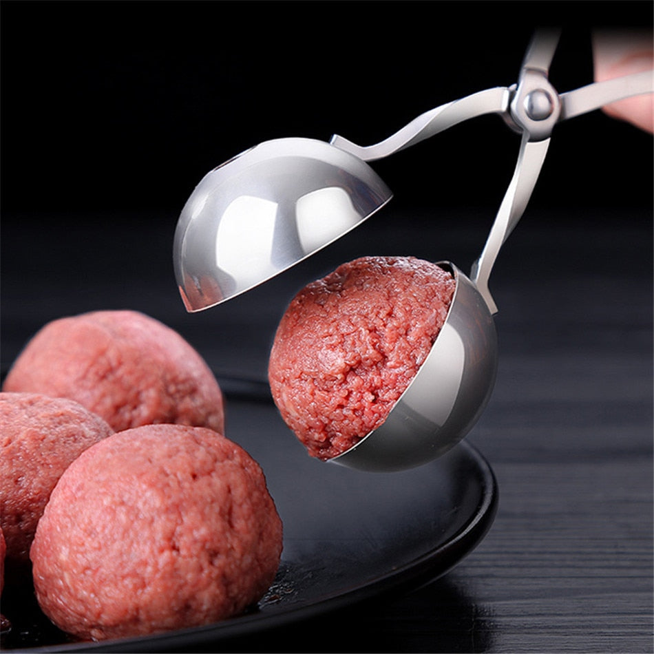 Meatball Tong Maker with Detachable Anti-Slip Handles, Stainless Steel-UlGadget