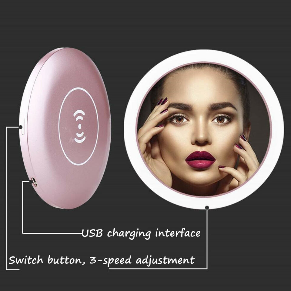 Portable WIRELESS USB CHARGING LED MAKEUP MIRROR Compact Travel Sensing Lighting Cosmetic Mirror-UlGadget