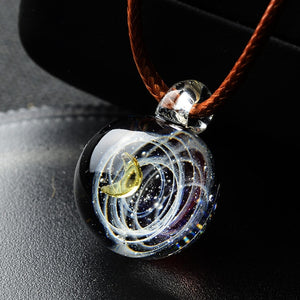 Love Gift Solar System Universe Colorful Glass Pendant Necklace-UlGadget