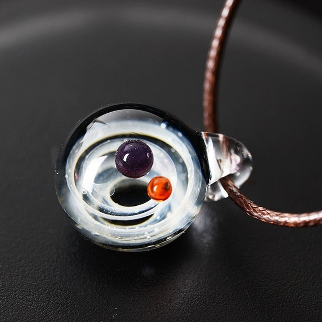 Love Gift Solar System Universe Colorful Glass Pendant Necklace-UlGadget