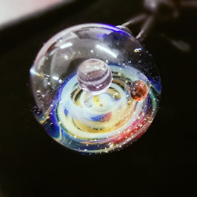 Love Gift Solar System Universe Colorful Glass Pendant Necklace-UlGadget