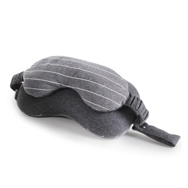 New 2 in 1 Grey Travel Mask and Pillow & Storage Bag with Handle Portable Comfortable Elegant Hand Washable-UlGadget