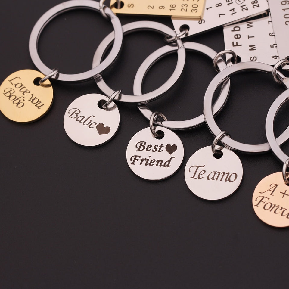 Personalized Calendar Keychain Stainless Steel Highlighted with Heart Date Engrave Date Birthday Wedding Anniversary Gift-UlGadget