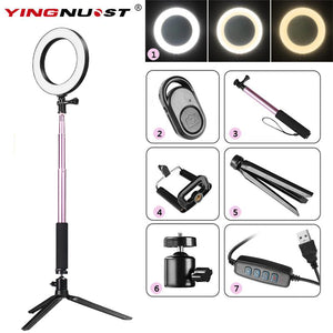 Live Stream/Makeup/YouTube Video 8" LED Selfie Ring Light, Dimmable Beauty Ringlight with Tripod Stand LED LIGHT KIT-UlGadget