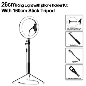 Live Stream/Makeup/YouTube Video 8" LED Selfie Ring Light, Dimmable Beauty Ringlight with Tripod Stand LED LIGHT KIT-UlGadget