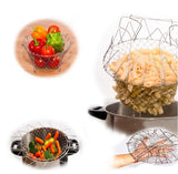 Cook Basket Foldable Steam Rinse Strain Fry French Chef Magic Strainer Net Kitchen Cooking Tool-UlGadget