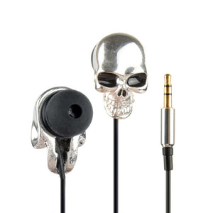 Silver Skull Heads 3.5mm Port Creative Wired Metal Earphones-UlGadget