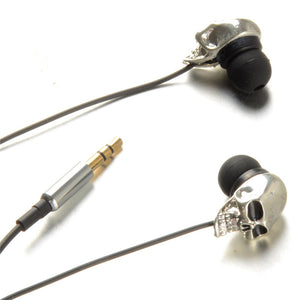 Silver Skull Heads 3.5mm Port Creative Wired Metal Earphones-UlGadget