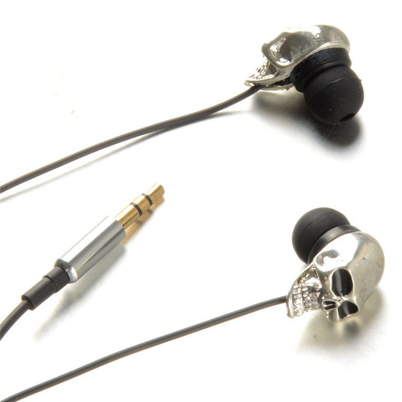 Silver Skull Heads 3.5mm Port Creative Wired Metal Earphones-UlGadget