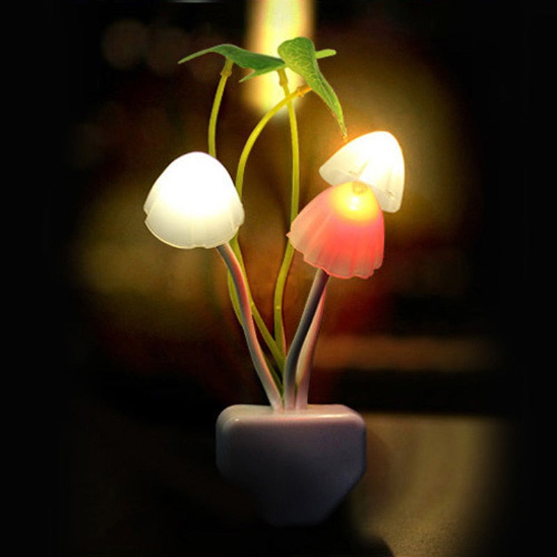 Lucky Mushroom Night Light Color Changing Plug-in LED Mushroom Dream Bed Lamp-UlGadget