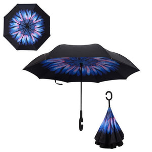 Colorful Windproof Reverse Folding Double Layer Inverted Umbrella Hands For Car-UlGadget