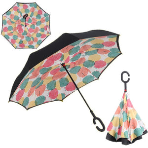 Colorful Windproof Reverse Folding Double Layer Inverted Umbrella Hands For Car-UlGadget