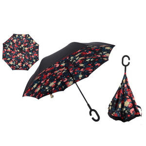 Colorful Windproof Reverse Folding Double Layer Inverted Umbrella Hands For Car-UlGadget