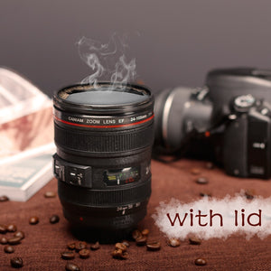 400ML Black Color Stainless Steel Insulated Camera Lens Cup-UlGadget