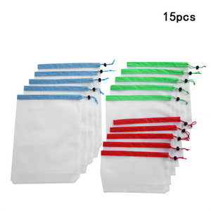 15PCS 3 Sizes Eco-Friendly Reusable Mesh Produce Bag-UlGadget