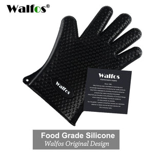 "Walfos" Silicone Kitchen Glove Food Grade Heat Resistant Cooking BBQ Grill Oven Mitt Baking Glove-UlGadget