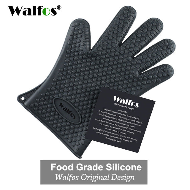 "Walfos" Silicone Kitchen Glove Food Grade Heat Resistant Cooking BBQ Grill Oven Mitt Baking Glove-UlGadget