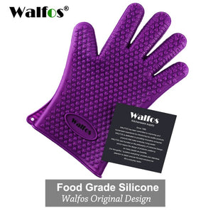 "Walfos" Silicone Kitchen Glove Food Grade Heat Resistant Cooking BBQ Grill Oven Mitt Baking Glove-UlGadget