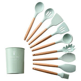 9/10/12PCS Kitchen Silicone Spatula Utensil Set Heat Resistant Wooden Spoons Utensils Non-Stick for Kitchen-UlGadget