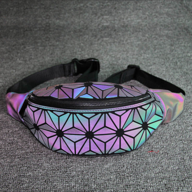 Women and Men Luminous Holographic Colorful Leather Waist Chest Fashion Bag-UlGadget