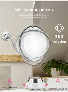 10X Portable Flexible Gooseneck 360 Degree Magnifying LED Lighted Makeup Mirror-UlGadget