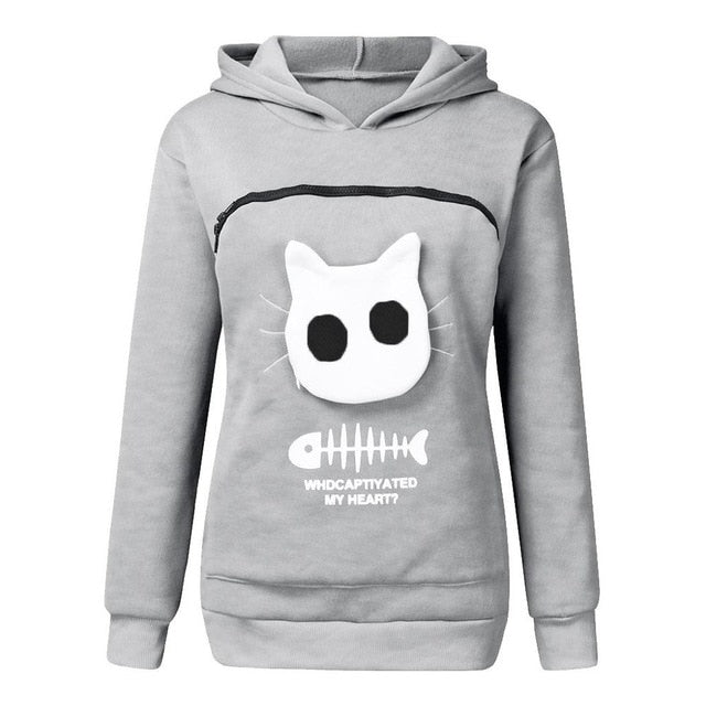 Women Carry Breathable Polyester Pullover Sweatshirt Cat Pouch Hoodie-UlGadget