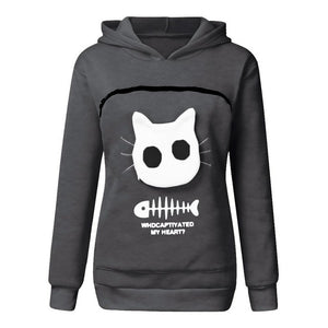 Women Carry Breathable Polyester Pullover Sweatshirt Cat Pouch Hoodie-UlGadget