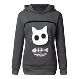 Women Carry Breathable Polyester Pullover Sweatshirt Cat Pouch Hoodie-UlGadget