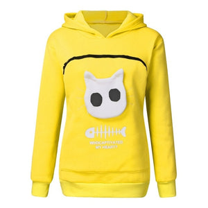 Women Carry Breathable Polyester Pullover Sweatshirt Cat Pouch Hoodie-UlGadget