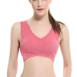 Lift Comfort Bra COTTON Lingerie Lace Solid Color Front Cross Wireless Lace-UlGadget