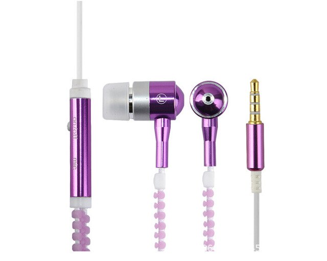 Led style earphone Zipper Bass Mic Headset Night Lighting Colors-UlGadget