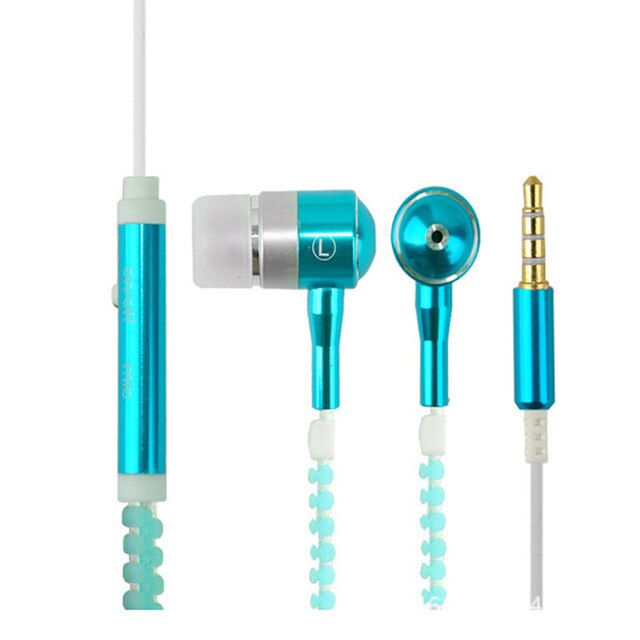 Led style earphone Zipper Bass Mic Headset Night Lighting Colors-UlGadget