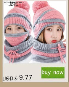 Beanie Knit Hat with Scarf and Mask Women Winter Warm Earmuffs Colorful-UlGadget