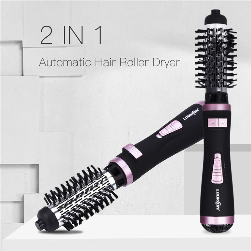 ONE-STEP 2 in 1 Ceramic Rotating Curling Iron Brush, 1 1/2 Inch and 2 Inch Brush Attachments-UlGadget