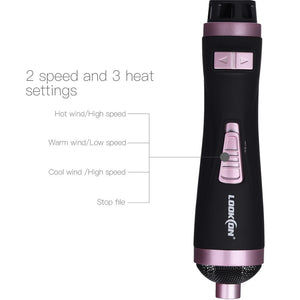 ONE-STEP 2 in 1 Ceramic Rotating Curling Iron Brush, 1 1/2 Inch and 2 Inch Brush Attachments-UlGadget