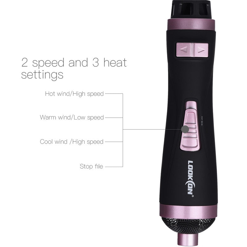 ONE-STEP 2 in 1 Ceramic Rotating Curling Iron Brush, 1 1/2 Inch and 2 Inch Brush Attachments-UlGadget