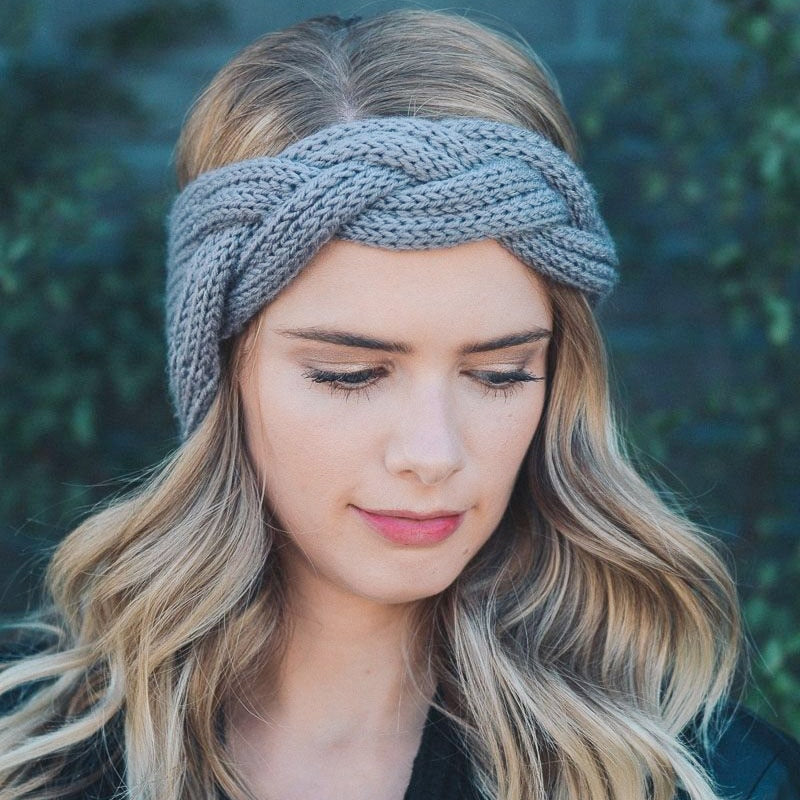 Colorful Women Chunky Cable Knitted Turban Ear Warmer Headwrap-UlGadget