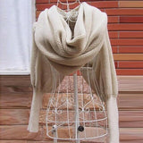 4 Colors Women Autumn Winter Fashion Crochet Knitted Scarf Cape Scarf with Sleeves-UlGadget