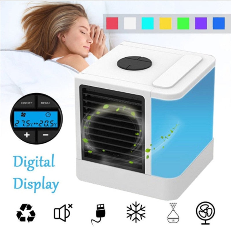 Personal Air Cooler & Humidifier Portable Air Conditioner Device 7 Color Lights-UlGadget