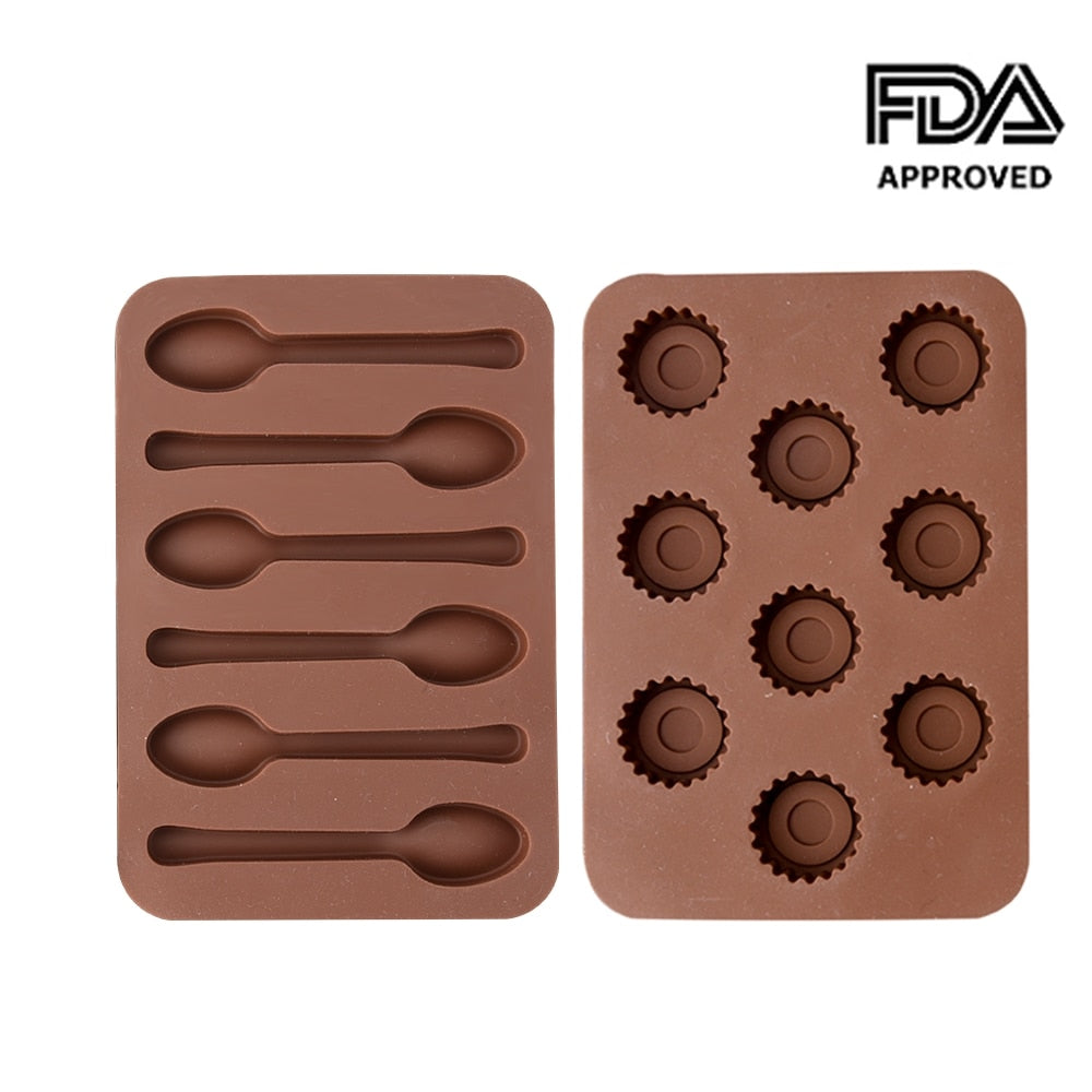 3 PCS Food Grade Silicone Chocolate Spoon Mould Shape Homemade Baking Tool-UlGadget