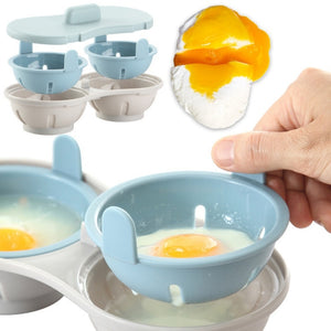 Omelet Maker Double Cup Steamed Set Microwave Perfect Eggs Poacher Ovens Cooking Tools-UlGadget