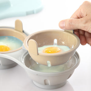 Omelet Maker Double Cup Steamed Set Microwave Perfect Eggs Poacher Ovens Cooking Tools-UlGadget