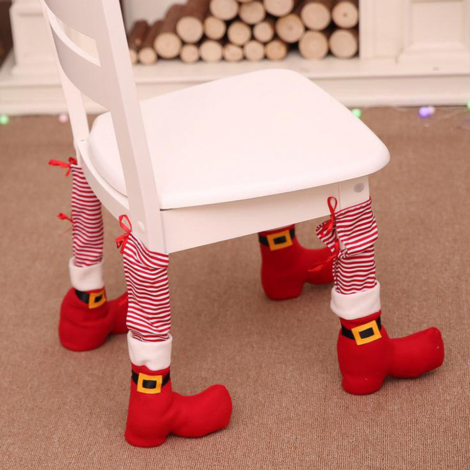 Christmas Ornament, 4PC Christmas Table Chair Leg Foot Cover Decorations Anti-slip-UlGadget