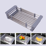 Stainless Steel Adjustable Kitchen Telescopic Tray Drainer-UlGadget