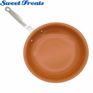 NON-STICK COPPER FRYING PAN With Ceramic Coating And Induction cooking, Oven & Dishwasher Safe 10 & 8 Inches-UlGadget